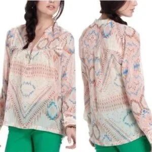 Dolan Anthropologie | Mesilla Peasant Blouse Popover Aztec Southwestern Small